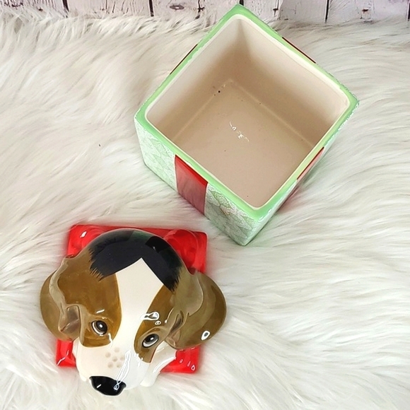 RARE Pioneer Woman Christmas Present Ceramic Charlie Basset Hound Dog Cookie Jar - Picture 15 of 17